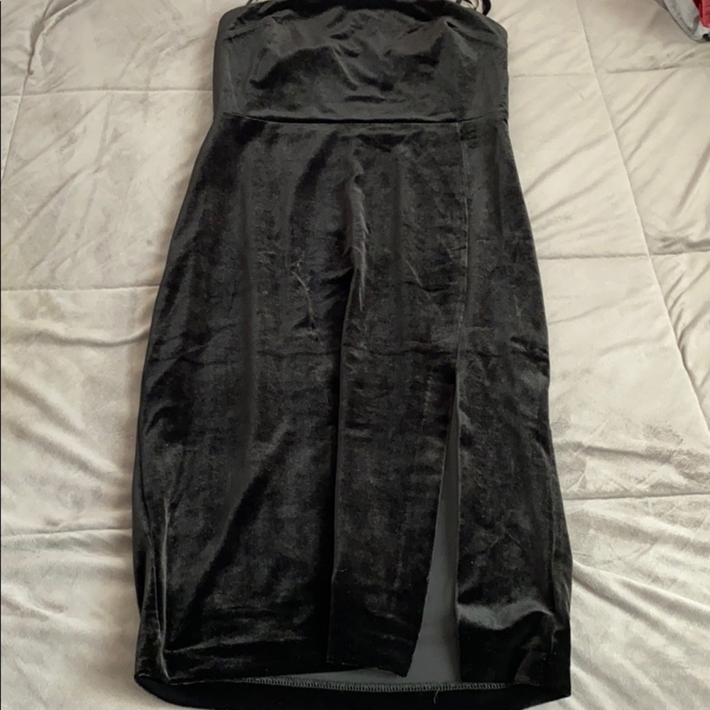 Black suede dress , with slit